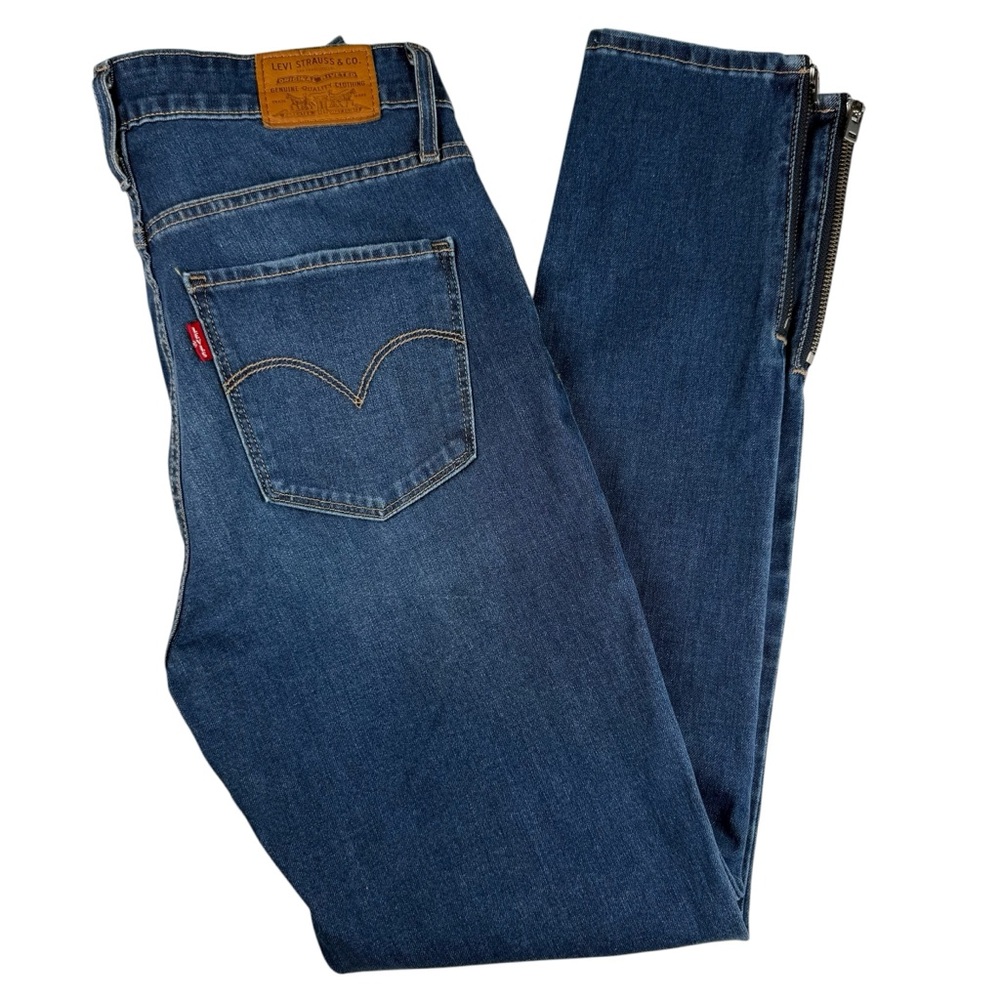 Levi's 721 High Rise Ankle Zip Skinny Denim Blue Jeans Women's Size 28‎